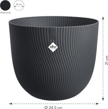 Квітчар Elho Sereh Rund 40 - горщик для дому та саду, перероблений пластик, Ø 39.0 x H 33.3 см, бежевий/антрацитовий