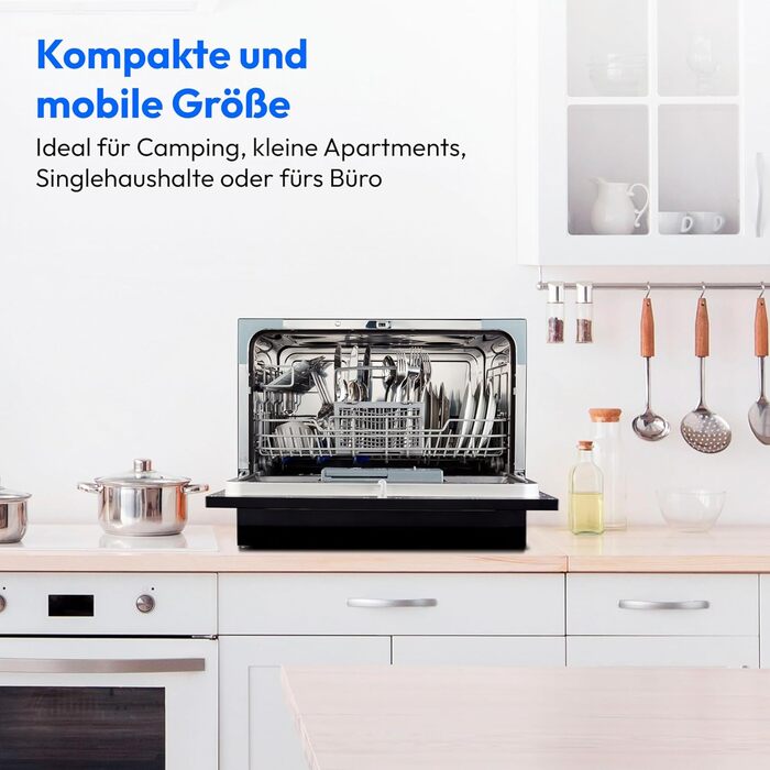 MEDION Посудомийна машина DWT60 (6 комплектів, 7 програм, ECO, AquaStop, LED дисплей, захист від дітей), чорна