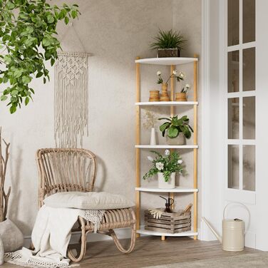 Стелаж Руічан з 5 полицями, 143.5 x 29 x 29 см, білий. Підійде для кухні, ванної, вітальні, офісу.