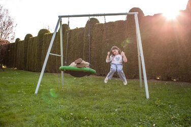 Гойдалка-гніздо для саду HyperMotion Storchennest з А-рамою, 2 місця, 150 кг, зелено-сіра (HYP1)