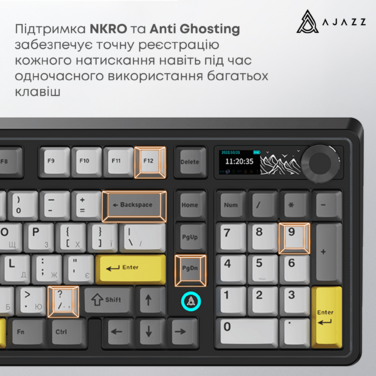 Бездротова механічна клавіатура Ajazz AK980 V2 Maillard Switch Black (AK980-V2-M-BGY)