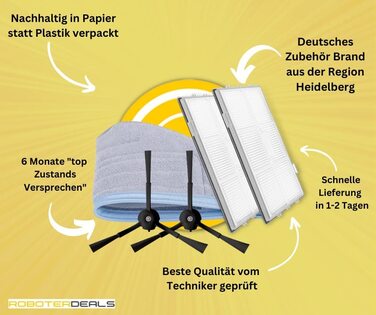 Пропозиції для роботів - комплект аксесуарів, комплект запасних частин для роботів Roborock S8, S8 Plus, S8 Pro Ultra (2 бічні щітки, 2 подушечки, 2 фільтра) Робот-пилосос