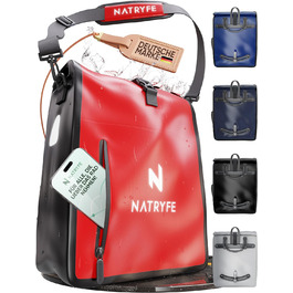 Кофр NATRYFE для багажної полиці - об'єм 22 л, 100 водонепроникний і міцний - Зі світловідбивачами та плечовим ременем - Бомбонепроникна фіксація на будь-якій багажній полиці - Ідеальна сумка-кофр червона 22 л