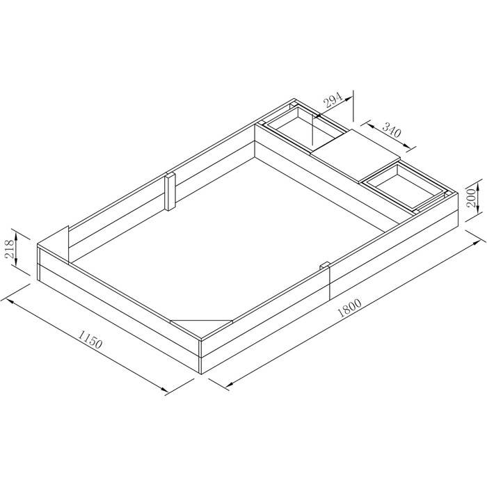 Дерев'яний пісочниця AXI Kelly з лавкою, куточком для сидіння та контейнерами, 180x115 см (Антрацит, Коричневий)