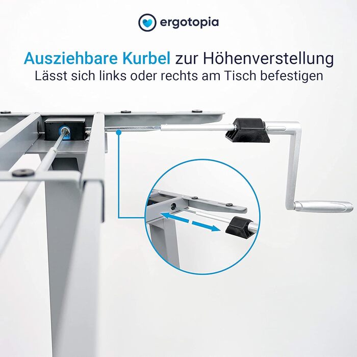 Регульований стіл Ergotopia Desktopia: ручне регулювання висоти, ширина під будь-яку стільницю (білий)