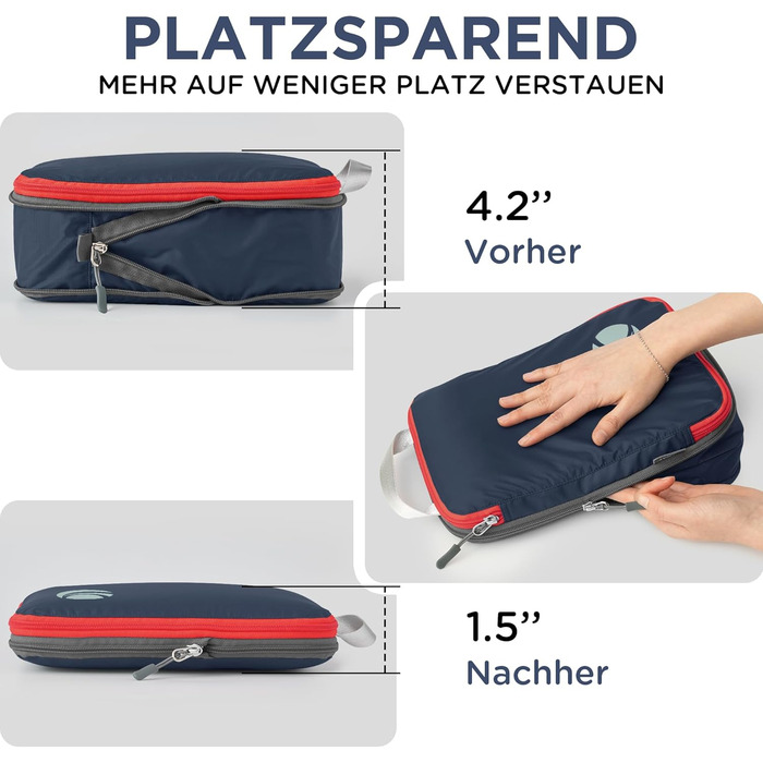 Набір компресійних органайзерів для одягу та подорожей Cipway, ультралегкі пакувальні куби для валізи та рюкзака, 8 предметів, синій