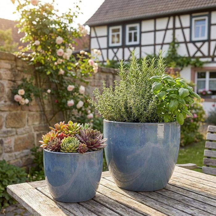 Керамічний горщик Teramico Premium – ручної роботи, морозостійкий, для квітів, 21x18 см, сірий (Октябрь)