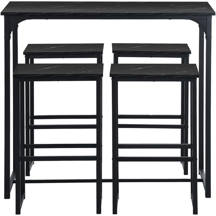 Набір барного столу та 4 стільців для кухні/бару (чорний)