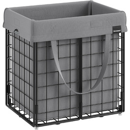 Кошик для білизни SONGMICS 50 л, складний контейнер для білизни, знімний мішок для білизни, який можна прати, металева решітка, для спальні, ванної кімнати, пральні, чорно-сірий LCB150G01