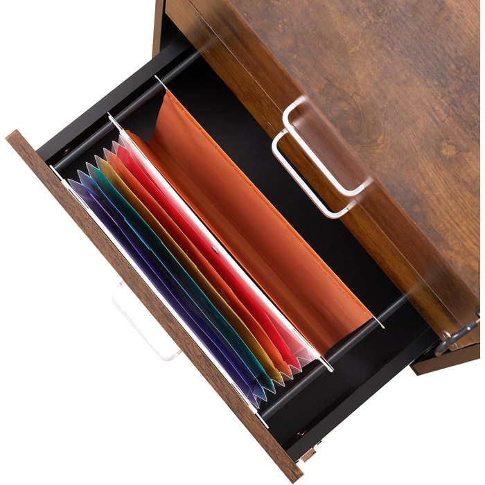 Шафа для документів SDHYL з 3 висувними ящиками на колесах, верхній ящик з замком, великий об'єм, для дому та офісу, ретро стиль