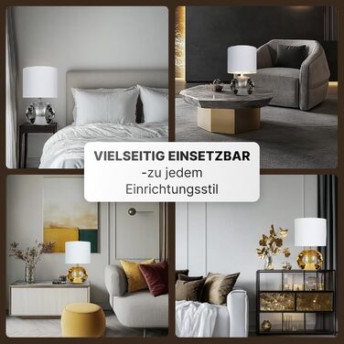 ARTE LAMP LED лампа настільна – класична декоративна хромована настільна лампа з білим тканинним абажуром для вітальні та спальні – з кабелем, хром, білий (золотий, білий)