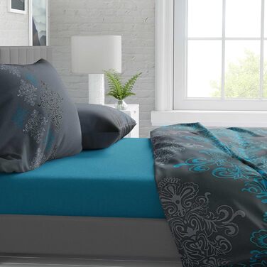 Комплект постільної білизни Aura Petrol 200x200 см (3-teilig) – бавовна, дихаюча, з блискавкою