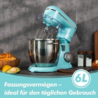 Кухонний комбайн Kitchen in the Box: 6 л, блакитний, з місткістю 3.5 л, 10 швидкостей, міксер, насадки для тіста та збивання