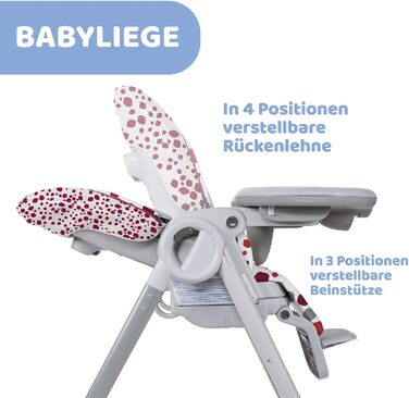 Дитячий стільчик Chicco Polly Progres5, регульований, від народження до 3 років (15 кг), з функцією лежання та підняття сидіння, на 4 колесах, компактний, темно-червоний