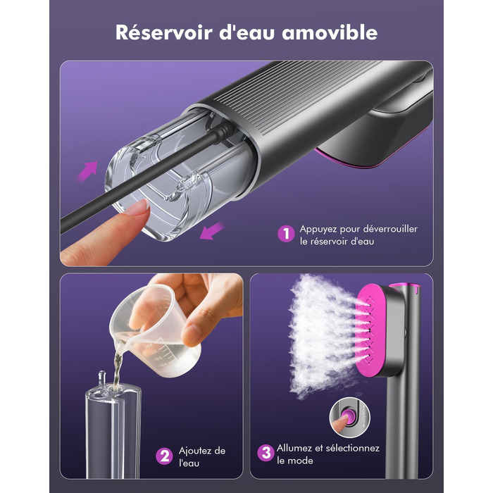 Портативний паровий випрямляч для одягу Stunden - 2 в 1 (праска + випрямляч), 1000 Вт, 110-240V, для подорожей та дому