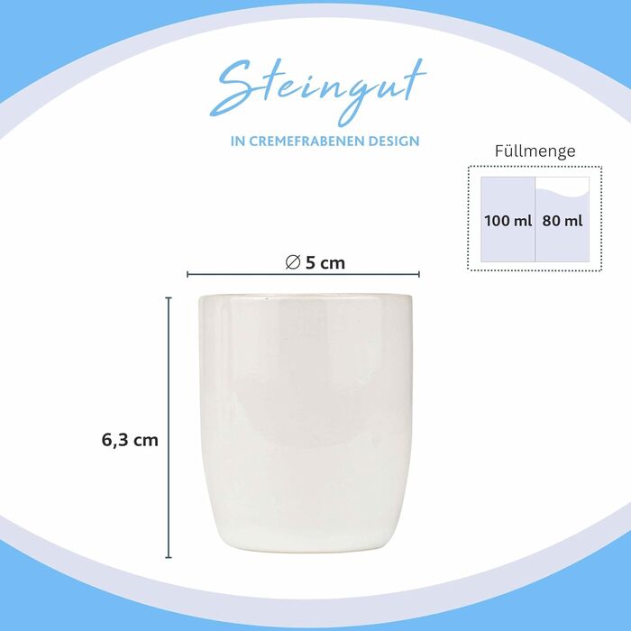 Набір чашок для еспресо SINGER Santorini 4 шт 80 мл біло-кремовий