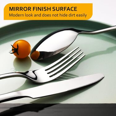 Набір столових приборів Velaze на 12 осіб (60 предметів) з нержавіючої сталі, столовий набір з 12 ножів, виделок, десертних виделок, ложок та чайних ложок, полірований, придатний для миття в посудомийній машині