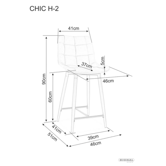 Напівбарний стілець CHIC H-2 VELVET чорний каркас/зелений BL.78