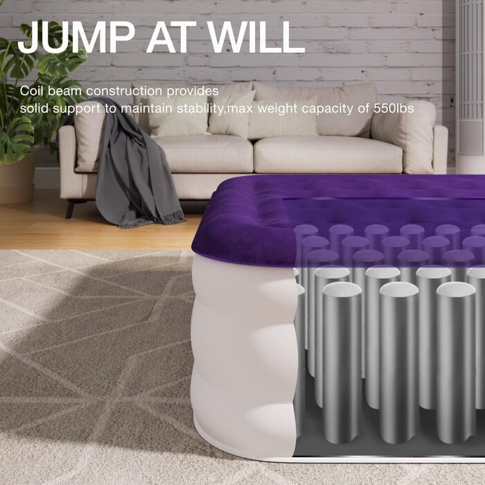 Надувний матрац CHILLSUN 190x100x40 см з вбудованим насосом - для дому, гостей та кемпінгу