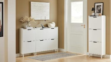 Взуттєва шафа SoBuy вузька з 3 дверцятами, компактна, біла, 50x129x19 см (FSR151-H-W)