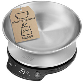 Кухонні ваги LEBENLANG з мискою - до 5 кг | Ідеально для випічки | Цифрова кухонна вага