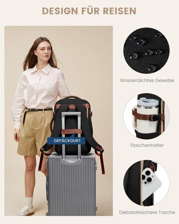 LOVEVOOK Рюкзак ручної поклажі, 40L, для подорожей та бізнесу, водонепроникний, 17.3 дюйми, для жінок, зелено-бежевий (40x20x25 см)