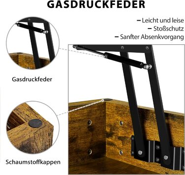 Журнальний столик Yaheetech з регульованою висотою та прихованим місцем для зберігання, колір: іржавий коричневий (120 x 59 x (49,5-63,5) см)