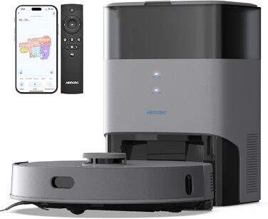 Робот-пилосос AIRROBO T25+ з вологою, LiDAR, 5500Pa, 240хв, керування через додаток, для тварин, чорний