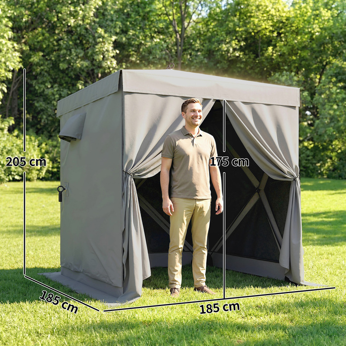 Намет-павільйон 1,85x1,85 м Водостійкий, Стабільний, Зимостійкий, Розкладний, з 4 сітчастими боковинами, кишенею, захистом від сонця SPF 30+