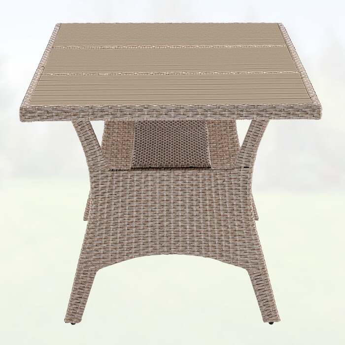 Стіл садовий з поліротанга Takeo Cream 190x90x75см WPC