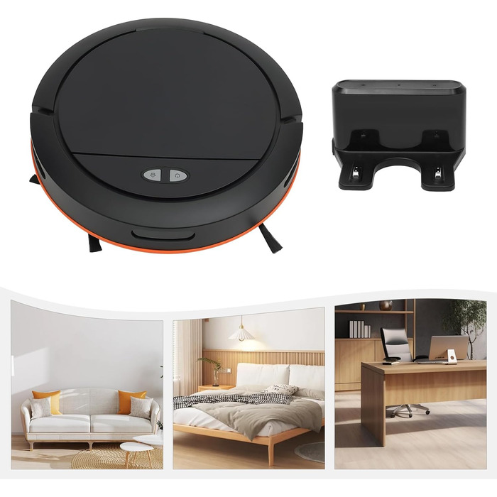 Робот-пилосос 2-в-1 з функцією миття SABUIDDS, потужність 2700Pa, керування через додаток, самостійна зарядка, для шерсті тварин, килимів та твердих підлог (Чорний)