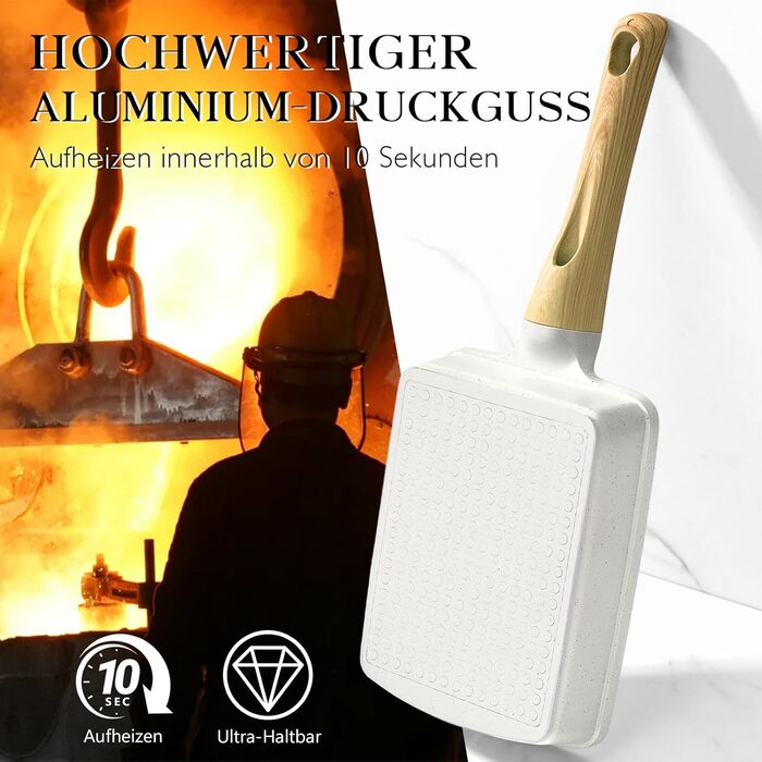 Сковорода для яєць Тамагоякі, 18x13 см, Japan, з антипригарним покриттям, без PFOA/PFOS, сіра