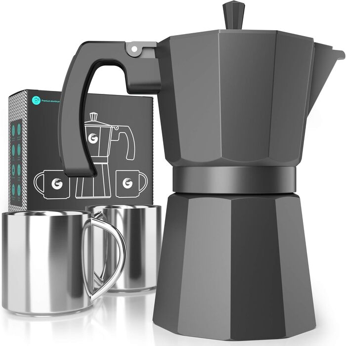 Кавоварка Espresso Gator для плити, мока-кавоварка з прозорого скла, 9 чашок (450 мл) (алюміній, 6 чашок/350 мл)
