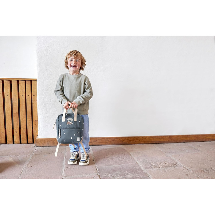 Рюкзак дитячий з нагрудним ременем Сумка для дитячого садка Рюкзак для дитячого садка 28 см, 5,5 літрів, 3 роки/Міні квадратний рюкзак Happy Prints (темно-синій)