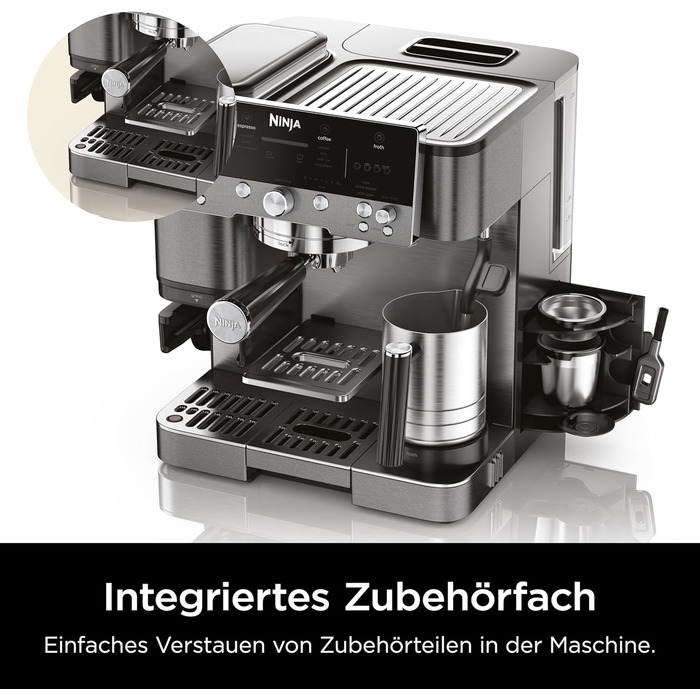 Ninja Luxe Premier 3-в-1 кавомашина: еспресо, колд брю та фільтр-кава, автоматичне приготування, сірий метал, ES601EUGM