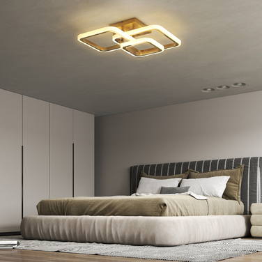 Світлодіодна стельова лампа 40 Вт, 4300 Лм, 3500K/4500K/6000K, трикутна стельова лампа для вітальні, розмір 48 x 46 x 13 см, золота