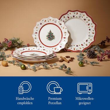 Villeroy & Boch Toy's Delight: Сніданок на двох - сервіз для двох осіб (6 предметів), білий/червоний. Преміум-посуд Villeroy & Boch для святкування Різдва.