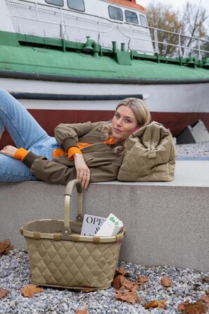 Сумка-шопер Reisenthel Carry Bag Frame Rhombus Olive – велика містка сумка з внутрішньою кишенею, водонепроникний дизайн