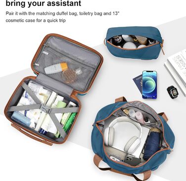 Набір дорожніх валіз Joyway 6 предметів, жорстка оболонка, з косметичкою, 4 колесами та TSA-замком, білий (комплект з валізою та сумкою)