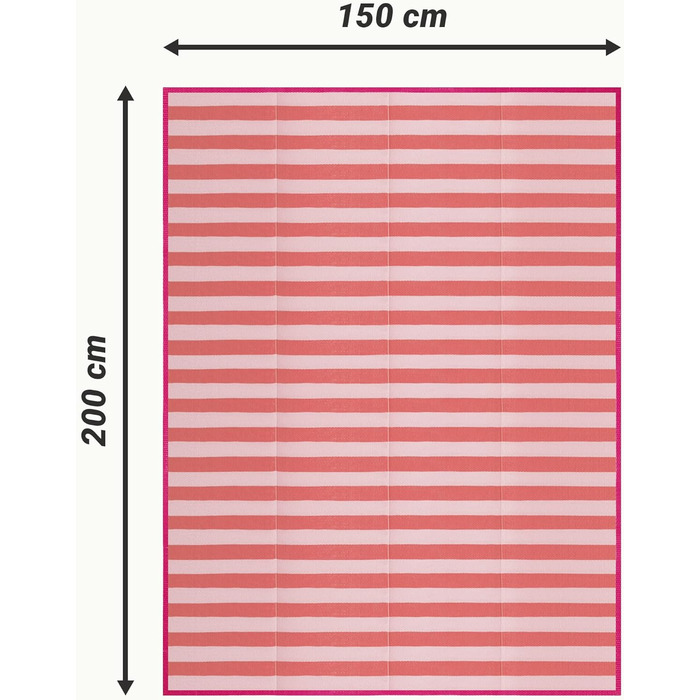 Пляжний килимок JEMIDI 150x200см складний - Килимок для пляжу - портативний легкий великий - Пляжний килимок Пляжна ковдра Ковдра для пікніка Ковдра - червона смугаста