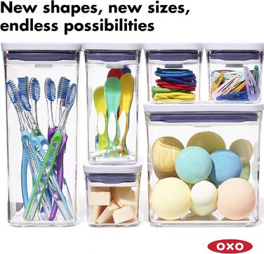 Набір каністр OXO з 6 предметів з совками, поп, білий, прозорий