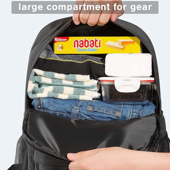 Терморюкзак 2-в-1 з ізольованою сумкою, великий об'єм, для пікніків, пляжу, походів, роботи та сімейних виїздів (24 банки), чорний