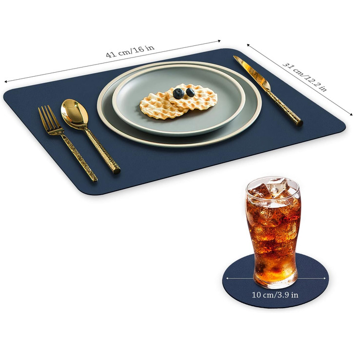 Набори серветок на стіл Bacgnyer, 6 шт., чорні, миючі, підставки під тарілки, для дітей, осінні, з екошкіри, підставки під тарілки