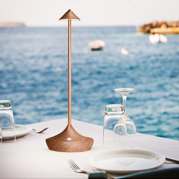 LED настільна лампа Hapfish 2 шт. на акумуляторі, бездротова, диммувана, водонепроникна, для дому та вулиці, матеріал: алюміній, колір: коричневий (2шт)