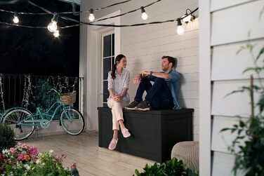 Скриня для зберігання речей Koll Living Blackwood 623 л, чорна - з газовими амортизаторами, вантажопідйомність кришки до 272 кг