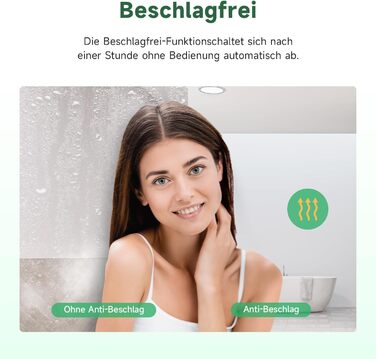 Дзеркало для ванної кімнати Badspiegel LED 60x80 см з підсвічуванням, сенсором та протизапарюванням, IP44, 3 колірні температури