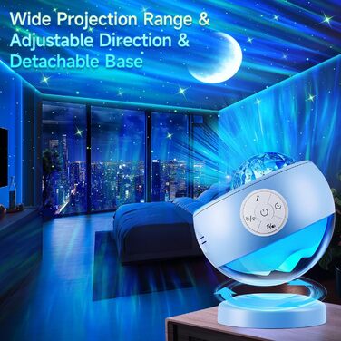 Проєктор зоряного неба Sternenhimmel: подарунок для дівчаток, жінок та хлопчиків. 300 режимів, нічник, Bluetooth, лампа північного сяйва для кімнати (Синій)
