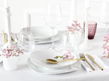 CreaTable Серія Square Orchidee: 18-ти частинний порцеляновий сервіз для 6 осіб, кавовий сервіз, підходить для миття в посудомийній машині та використання в мікрохвильовій печі