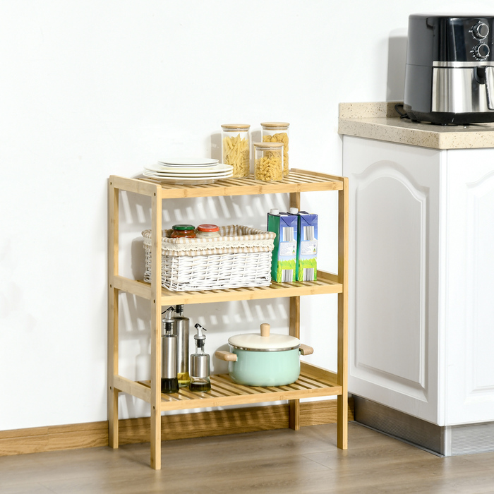 HOMCOM Рега́л з бамбуку, 3 полиці, 62 см x 33 см x 80 см, натуральний колір