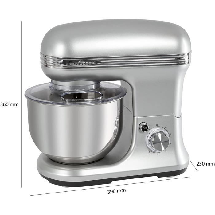 Міксер ProfiCook PC-KM 1222 W з чашею 5 л, вагами та спеціальним редуктором, 1200 Вт, 8 швидкостей, нержавіюча сталь